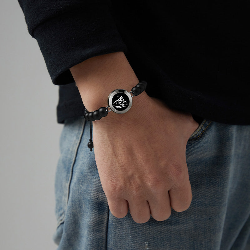 أساور اللمس الذكية للأزواج "الجبل والبحر" – رودوكروزيت وردي وأسود مطفي