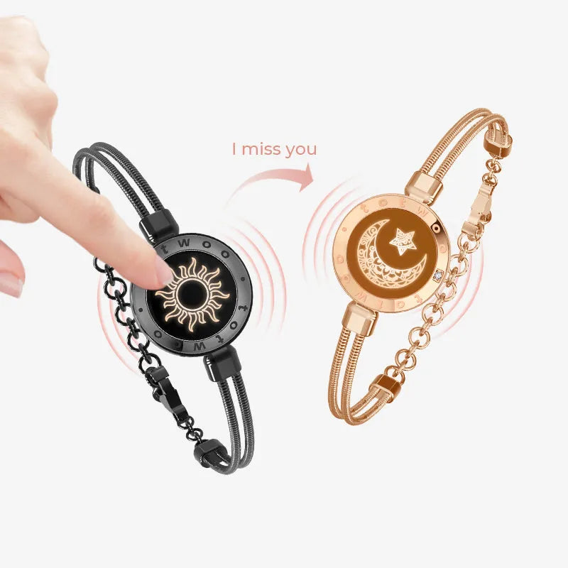 TOTWOO Long Distance Touch Bracelets for Couples, Vibration & Light up for Love Couples Bracelets | Long Distance Relationship Gifts for friend Bluetooth Pairing Jewelry