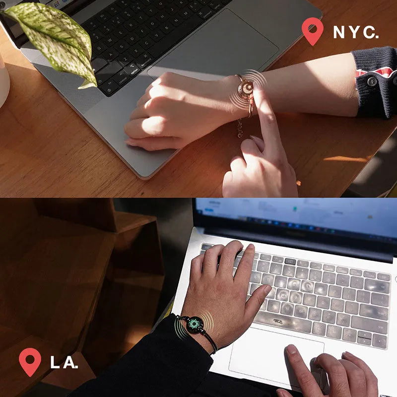 TOTWOO Long Distance Touch Bracelets for Couples, Vibration & Light up for Love Couples Bracelets | Long Distance Relationship Gifts for friend Bluetooth Pairing Jewelry