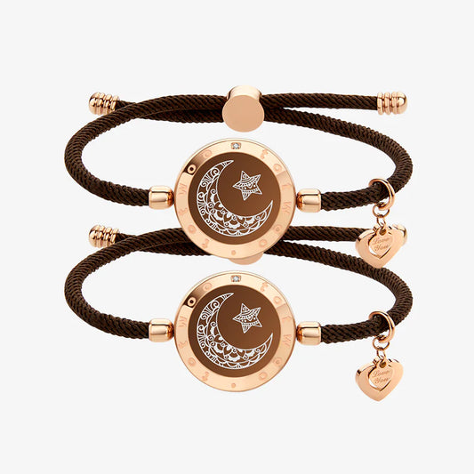 Moon & Moon Touch Bracelets with Milan Rope(Brown + Brown)