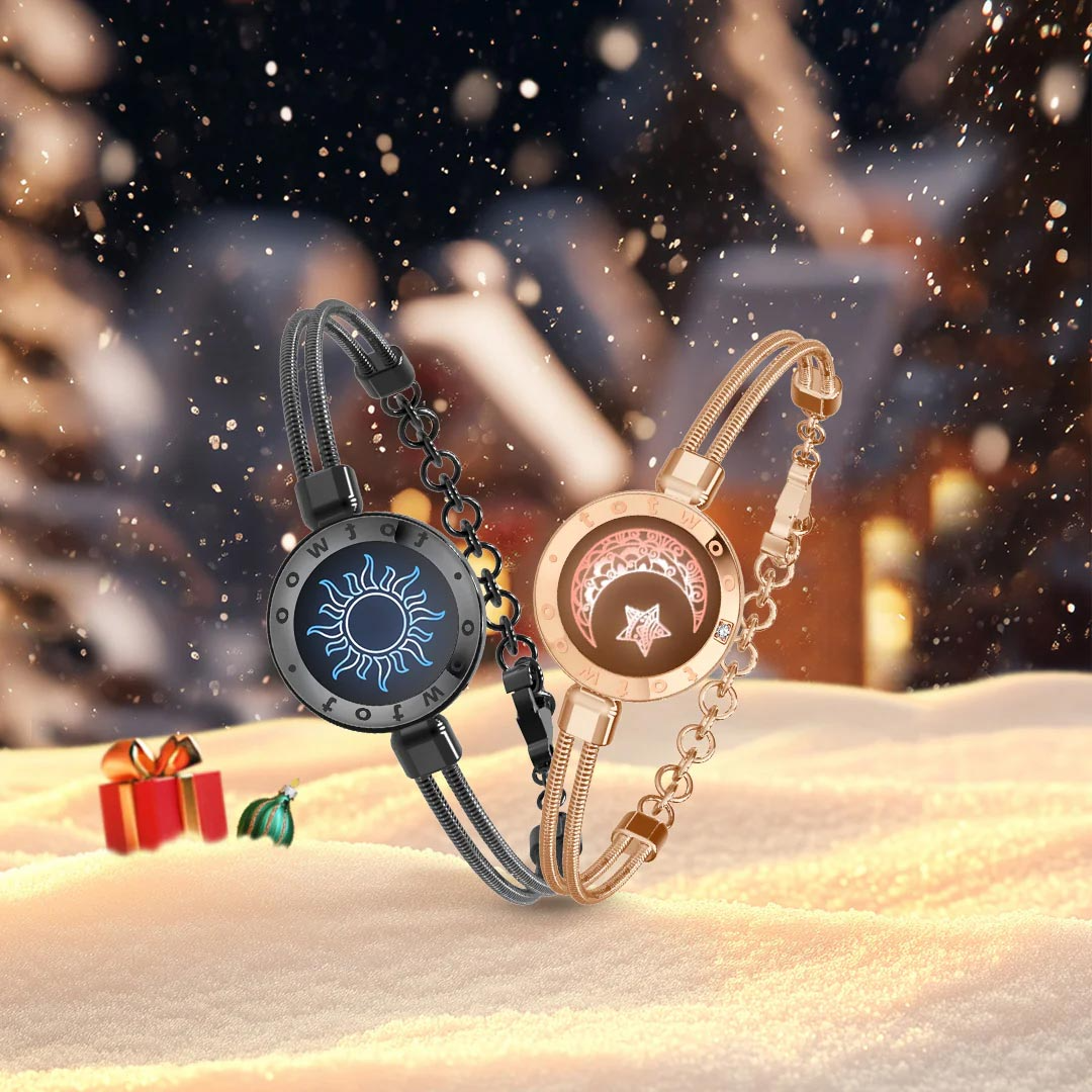 أساور توتوو الذكية للأزواج مع صندوق فاخر (اهتزاز وإضاءة) – مجوهرات اتصال باللمس للمسافات البعيدة