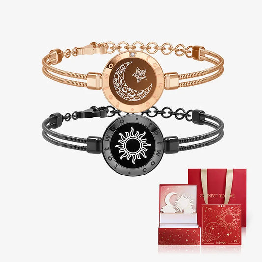 TOTWOO Long Distance Touch Bracelets for Couples, Vibration & Light up for Love Couples Bracelets | Long Distance Relationship Gifts for friend Bluetooth Pairing Jewelry