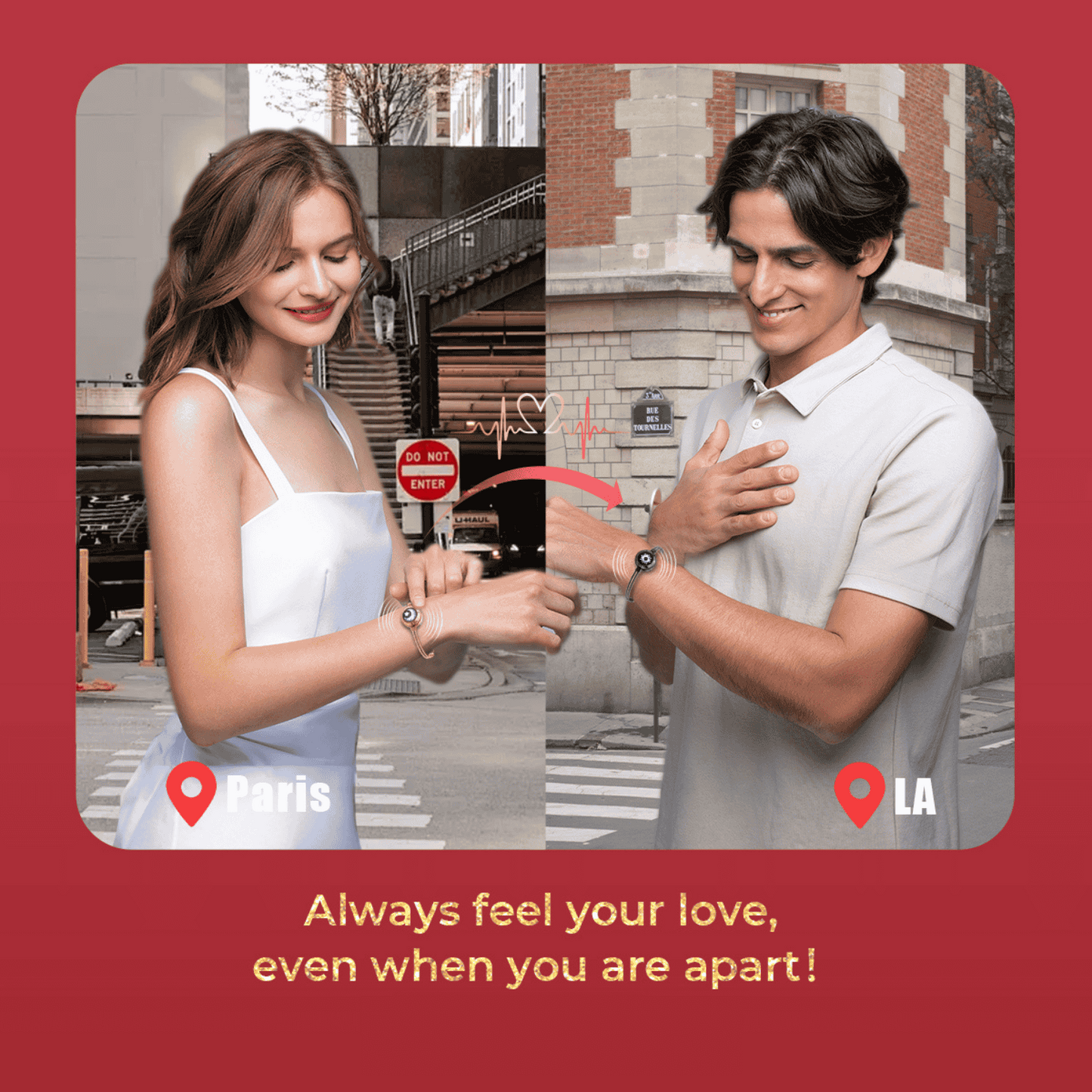 أساور توتوو الذكية للأزواج مع صندوق فاخر (اهتزاز وإضاءة) – مجوهرات اتصال باللمس للمسافات البعيدة